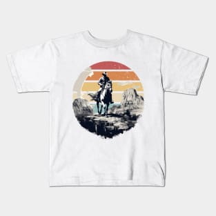 Desert Wanderer: The Solitary Ride of a Lone Cowboy Kids T-Shirt